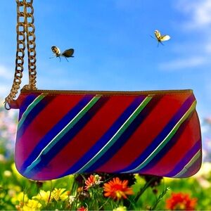 Ralph Lauren Rugby Silk Wristlet Skull & Crossbones Zipper Closure